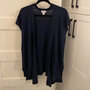 Short sleeve navy blue cardigan